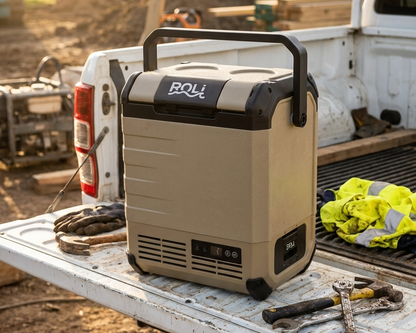 ROLi Mini 10L portable fridge in the cab of a ute