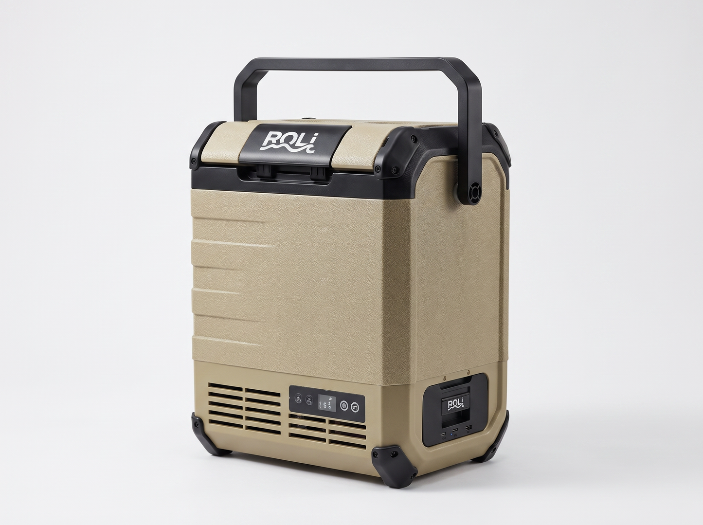 ROLi Mini 10L portable fridge with battery, right angle view