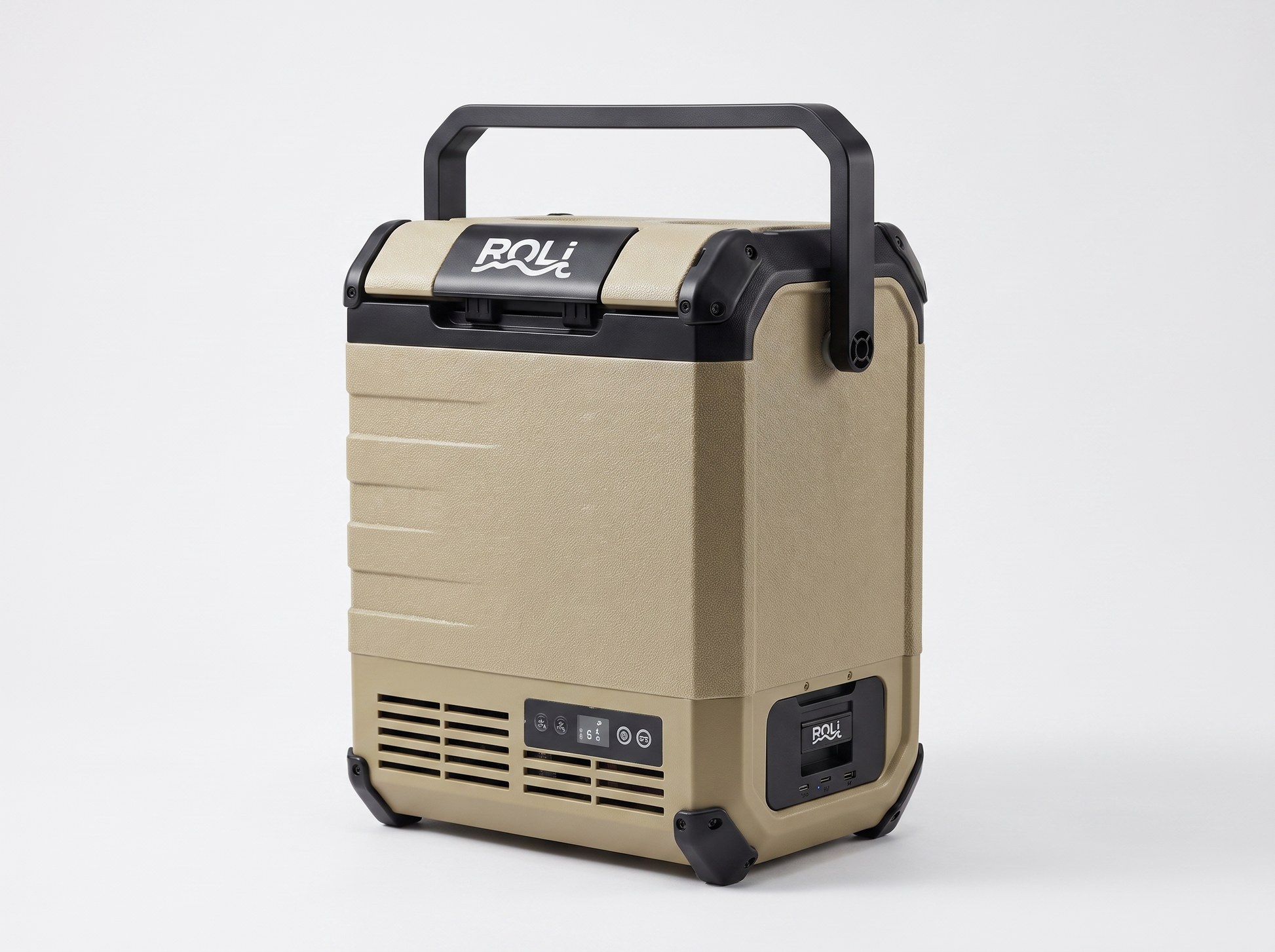 ROLi Mini 10L portable fridge with battery, right angle view
