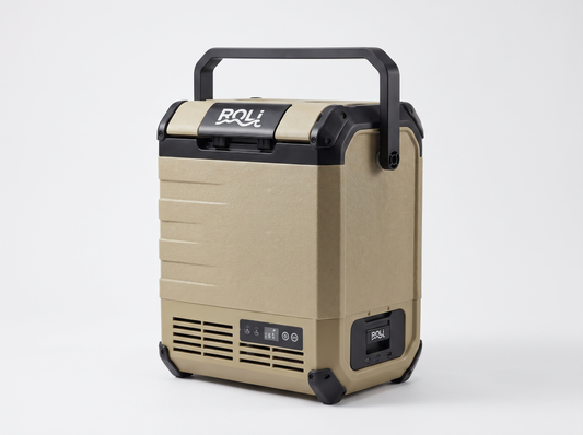 ROLi Mini 10L portable fridge with battery, right angle view