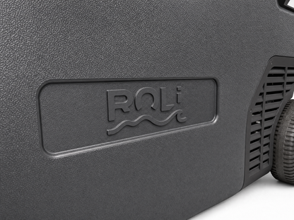 ROLi Weekender 45L fridge, close-up of ROLi logo detail