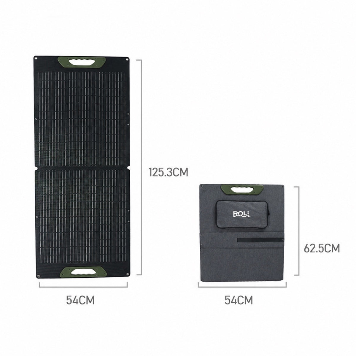 ROLi Solar 100W foldable solar panel dimensions diagram