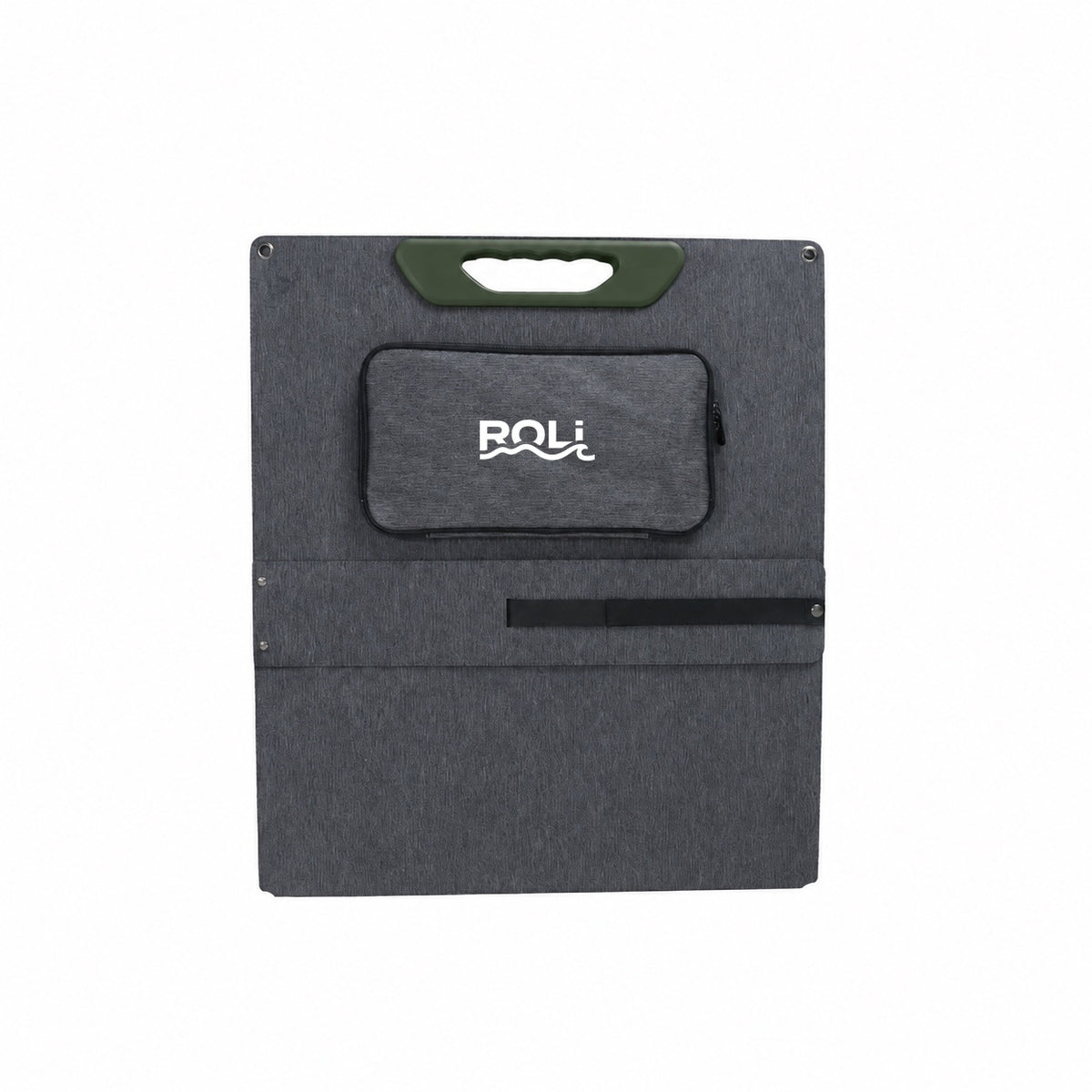 ROLi Solar 100W panel folded down to 37 x 42cm for storage