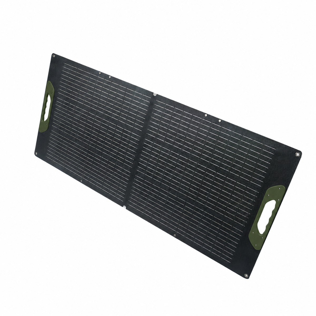 ROLi Solar 100W foldable solar panel, side view on its stand